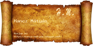 Hancz Mátyás névjegykártya